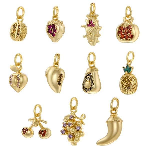 Wholesale Fruit Shaped Copper And Silver Pendant With Zirconia Sweet Style