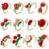 Wholesale Fruit Shaped Copper Ring With Oil Dripping Design Sweet Style For Women