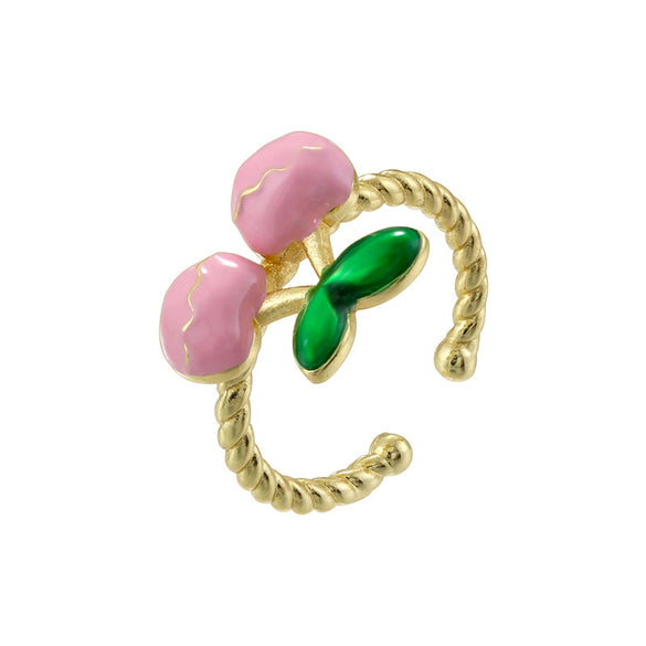 Wholesale Fruit Shaped Copper Ring With Oil Dripping Design Sweet Style For Women