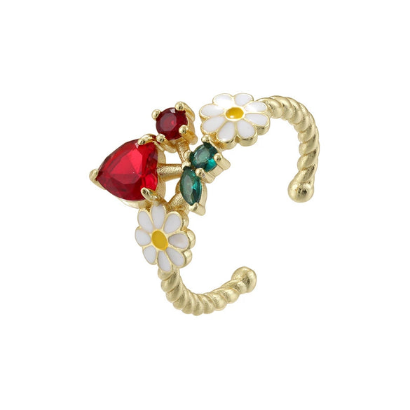 Wholesale Fruit Shaped Copper Ring With Oil Dripping Design Sweet Style For Women