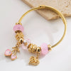 Wholesale Fruit Shaped Diamond Set Stainless Steel Key Pendant Adjustable Unisex Bracelet