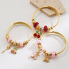 Wholesale Fruit Shaped Diamond Set Stainless Steel Key Pendant Adjustable Unisex Bracelet