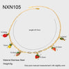 Wholesale Fruit Shaped Electroplated Stainless Steel Cross Chain Pendant Necklace And Bracelet Set For Women
