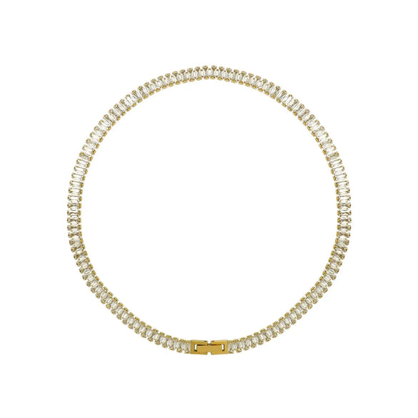 Wholesale Full Diamond Zircon Titanium Steel Plated Necklace Gooddiy