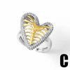 Wholesale Full Zircon Heart Open Ring Women's Gold Plated Copper Ring With Heart Shape And Geometric Pattern Electroplated