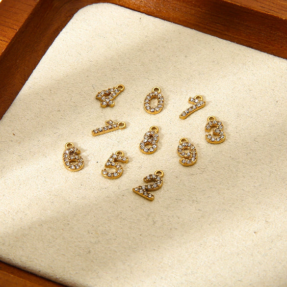 Wholesale Full Zirconia Lucky Pendant 18K Gold Plated Stainless Steel Diamond Processed Jewelry Accessory Charm