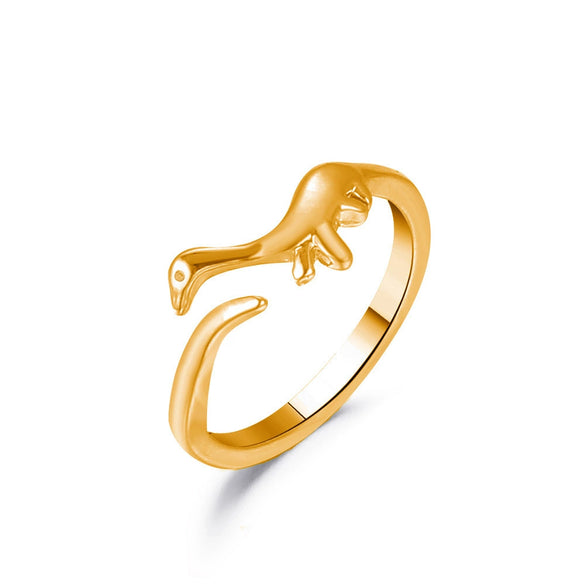 Wholesale Funny Dinosaur Open Geometric Animal Ring In Copper With Electroplating For Women And Unisex