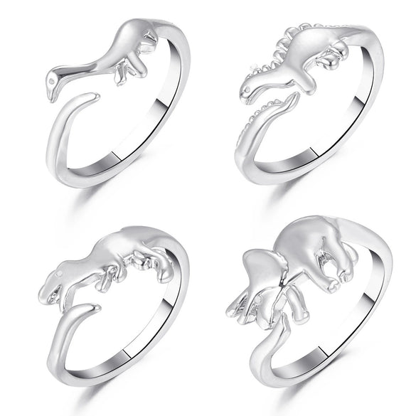Wholesale Funny Dinosaur Open Geometric Animal Ring In Copper With Electroplating For Women And Unisex