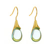 Wholesale Gems Inlaid Drop Shaped Imitation Cat's Eye Stone Fashion Earrings With Electroplating
