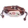 Wholesale Genuine Leather Woven Bracelet With Ceramic And Geometric Peace Symbol Handmade Jewelry