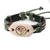 Wholesale Genuine Leather Woven Bracelet With Ceramic And Geometric Peace Symbol Handmade Jewelry