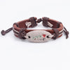Wholesale Genuine Leather Woven Bracelet With Ceramic And Geometric Peace Symbol Handmade Jewelry