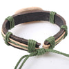 Wholesale Genuine Leather Woven Bracelet With Ceramic And Geometric Peace Symbol Handmade Jewelry