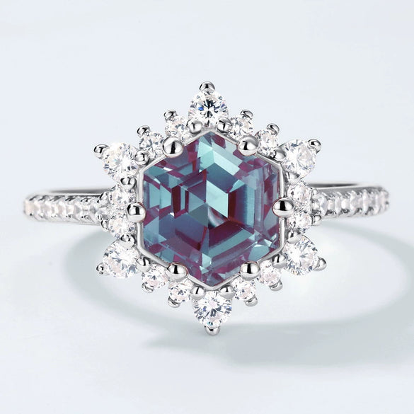Wholesale Geometric Alexandrite Ring 925 Silver For Women