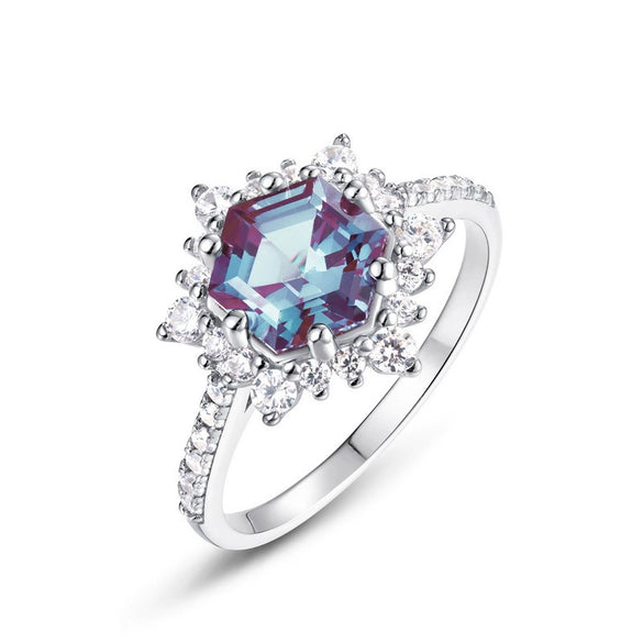 Wholesale Geometric Alexandrite Ring 925 Silver For Women