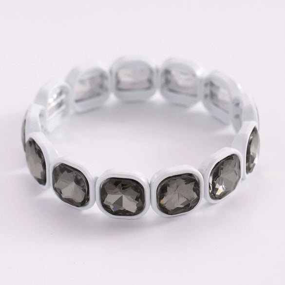 Wholesale Geometric Alloy Diamond Set Elastic Stackable Splicing Bracelet For Women