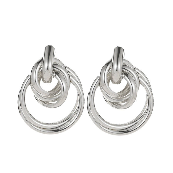 Wholesale Geometric Alloy Earrings With Circle Stitching And Knot Design For Women Electroplated