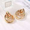 Wholesale Geometric Alloy Earrings With Circle Stitching And Knot Design For Women Electroplated