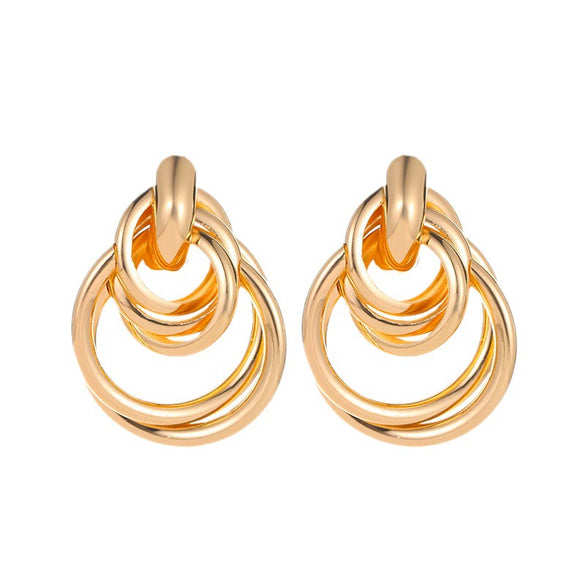 Wholesale Geometric Alloy Earrings With Circle Stitching And Knot Design For Women Electroplated