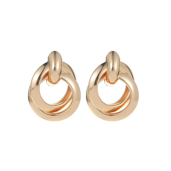 Wholesale Geometric Alloy Earrings With Circle Stitching And Knot Design For Women Electroplated