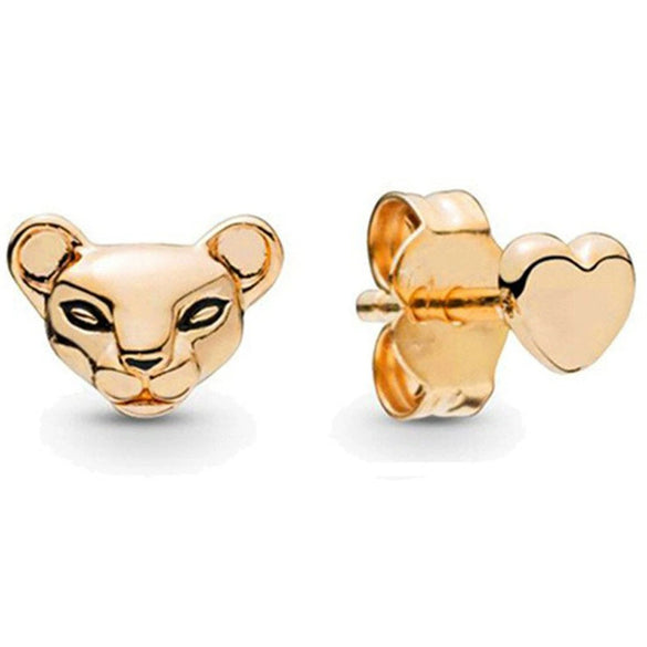 Wholesale Geometric Alloy Electroplated Lion Cartoon Asymmetric Cz Earrings For Women And Kids