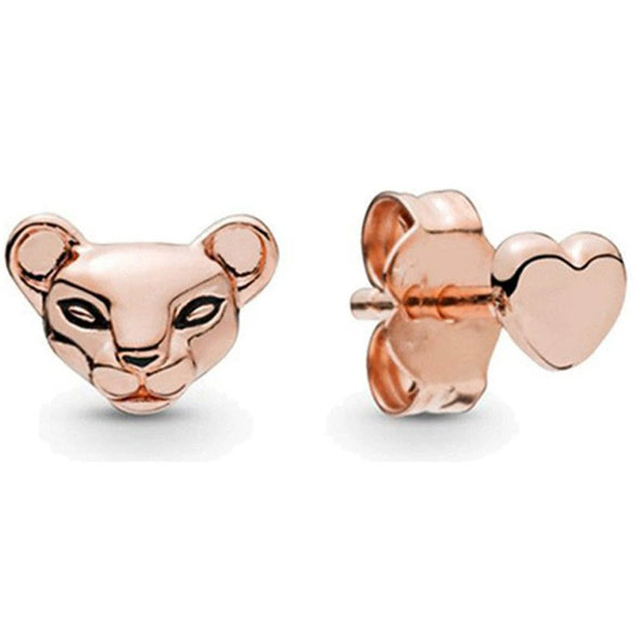 Wholesale Geometric Alloy Electroplated Lion Cartoon Asymmetric Cz Earrings For Women And Kids
