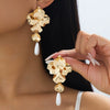 Wholesale Geometric Alloy Electroplated Pearl Earrings For Women