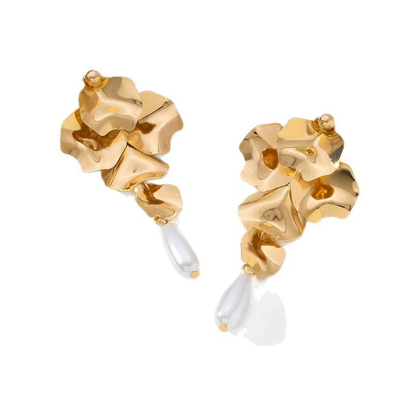 Wholesale Geometric Alloy Electroplated Pearl Earrings For Women