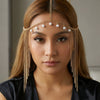 Wholesale Geometric Alloy Electroplated Pearl Tassel Forehead Chain Child Hair Accessory