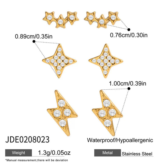 Wholesale Geometric And Star Pattern Electroplated Stainless Steel Women's Earrings