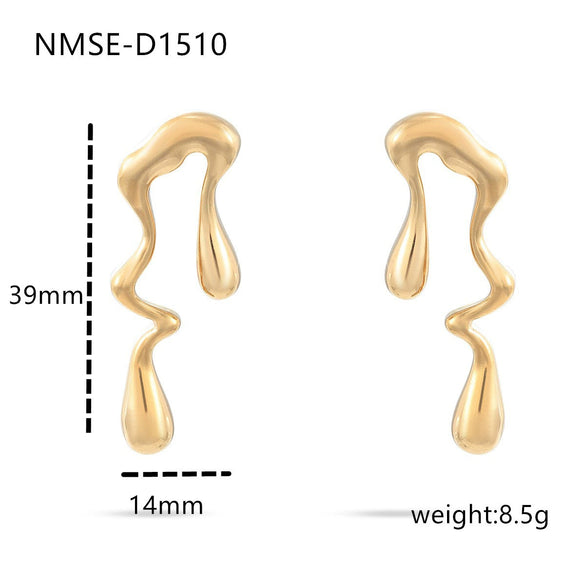 Wholesale Geometric Asymmetric Stainless Steel Earrings For Women With Electroplating Treatment Fashion Style