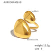 Wholesale Geometric Asymmetrical Glossy Open Ring 316L Stainless Steel 18K Gold Plated