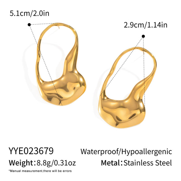 Wholesale Geometric Asymmetrical Stainless Steel Earrings For Girls With Electroplating Design