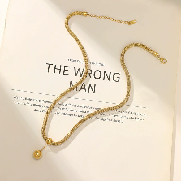 Wholesale Geometric Ball Pendant Stainless Steel And Titanium Steel Electroplated Necklace For Women