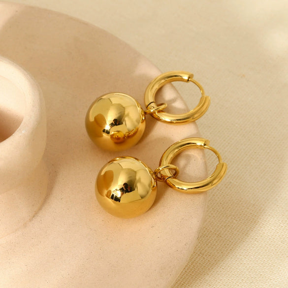Wholesale Geometric Ball Pendant Stainless Steel 18K Gold Plated Waterproof Earrings For Women