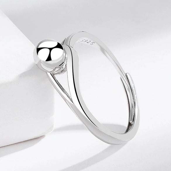 Wholesale Geometric Ball Ring S925 Sterling Silver Electroplated Adjustable For Women