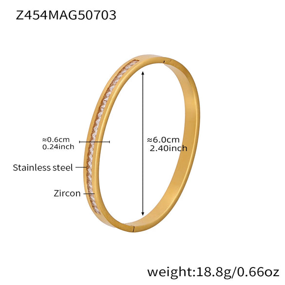 Wholesale Geometric Bamboo Zircon Bracelet Stainless Steel 18K Gold Plated Electroplated For Office Ladies