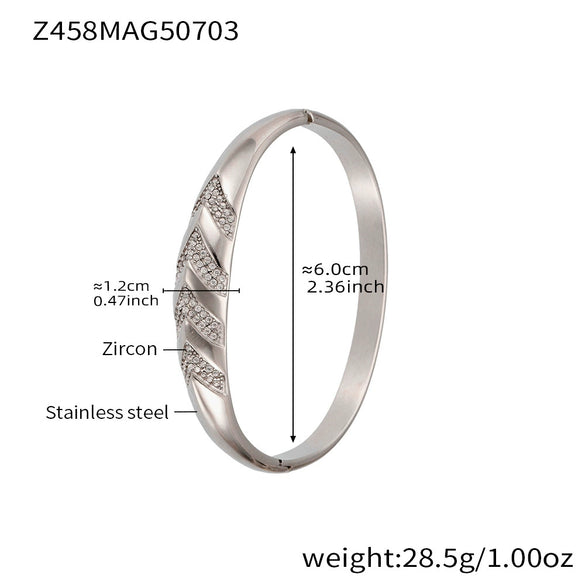 Wholesale Geometric Bamboo Zircon Bracelet Stainless Steel 18K Gold Plated Electroplated For Office Ladies