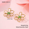 Wholesale Geometric Beaded Flower Stainless Steel 18K Gold Electroplated Earrings For Women