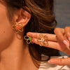 Wholesale Geometric Beaded Flower Stainless Steel 18K Gold Electroplated Earrings For Women