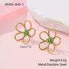 Wholesale Geometric Beaded Flower Stainless Steel 18K Gold Electroplated Earrings For Women