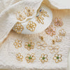 Wholesale Geometric Beaded Flower Stainless Steel 18K Gold Electroplated Earrings For Women