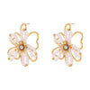 Wholesale Geometric Beaded Flower Stainless Steel 18K Gold Electroplated Earrings For Women