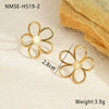 Wholesale Geometric Beaded Flower Stainless Steel 18K Gold Electroplated Earrings For Women
