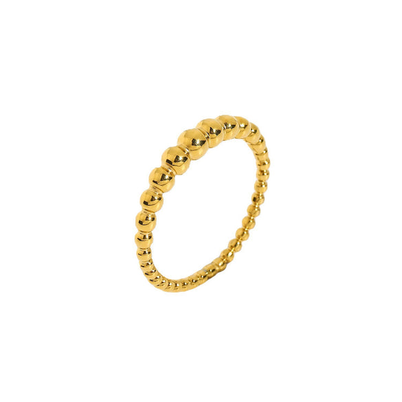 Wholesale Geometric Beaded Stainless Steel 18K Gold Pvd Electroplated Ring For Women Fashion Jewelry