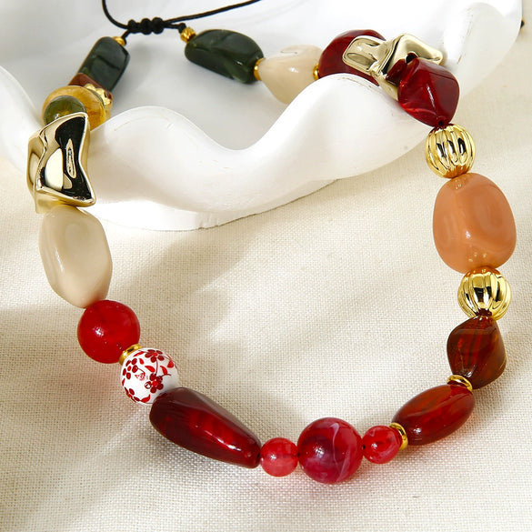 Wholesale Geometric Beaded Stainless Steel Necklace With Electroplating For Women