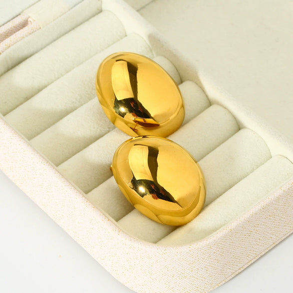 Wholesale Geometric Beanshaped 18K Gold Plated Stainless Steel Earrings For Women