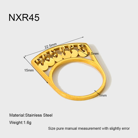 Wholesale Geometric Bellshaped Tassel 18K Gold Plated Stainless Steel Ring For Women