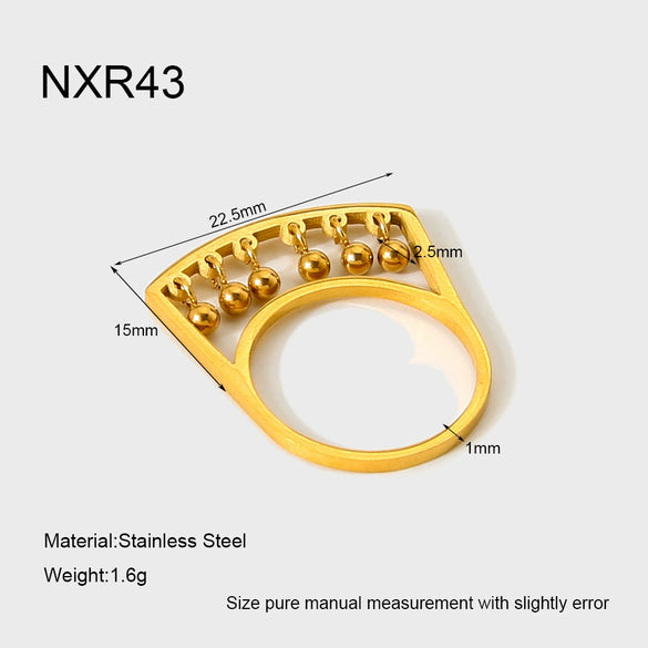 Wholesale Geometric Bellshaped Tassel 18K Gold Plated Stainless Steel Ring For Women