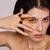 Wholesale Geometric Black Agate Hollow Heavy Industry Titanium Steel 18K Gold Electroplated Light Luxury Unisex Ring